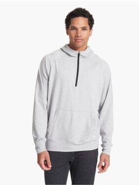 Vuori Men's Half-Zip Hoodie Pullover - Light Gray